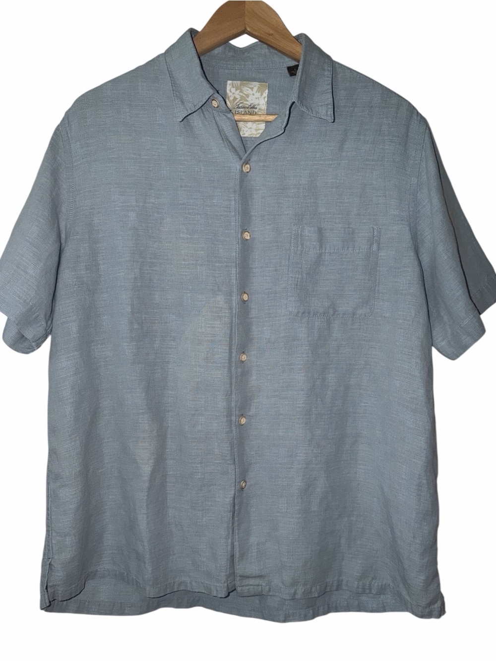 Silk Linen Blend Tasso Elba Island Button Down Shirt Men’s Large Quiet Luxury